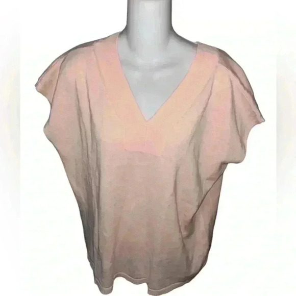 Talbots Light Pink cotton Short Sleve Sweater Top, XL Petite - Picture 2 of 5